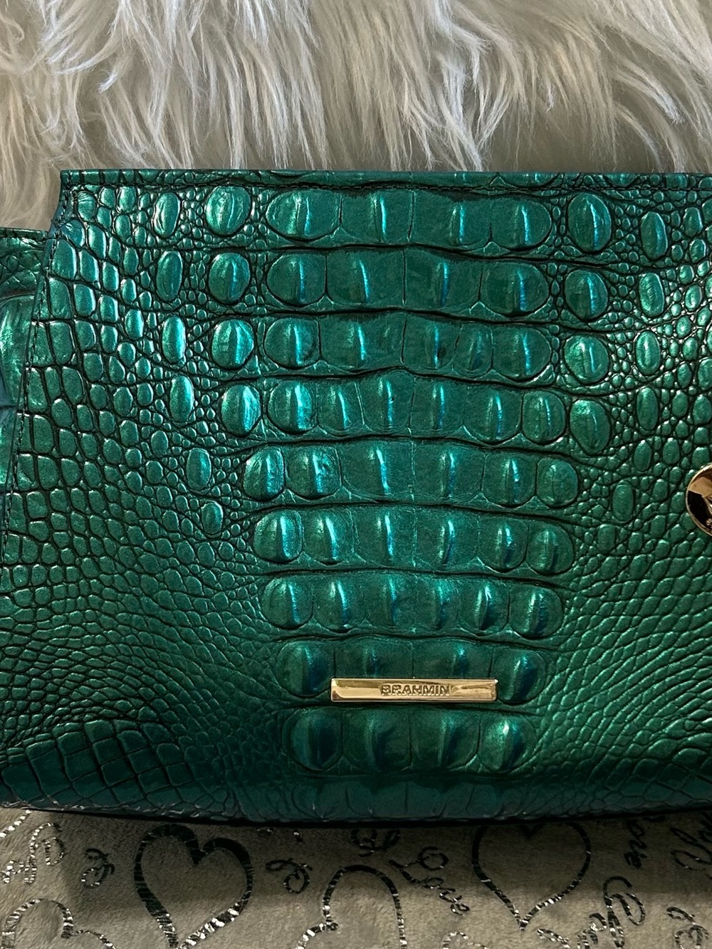 NWT Brahmin Hillary Shoulder Bag in Mystic Green Melbourne Croc Leather. - Picture 4 of 13